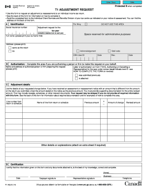 Canada T1 Adjustment Request Form