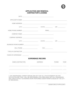 Contractor's License Application and Renewal