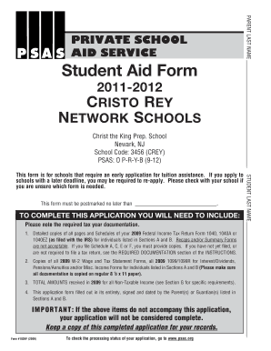 Private School Aid Form