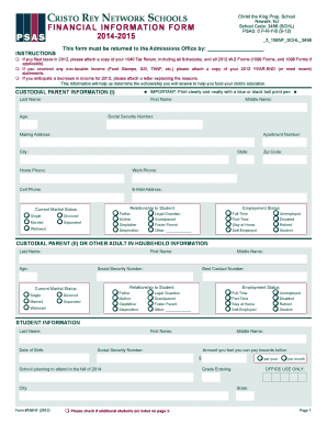 Cristo Rey Network Financial Information Form