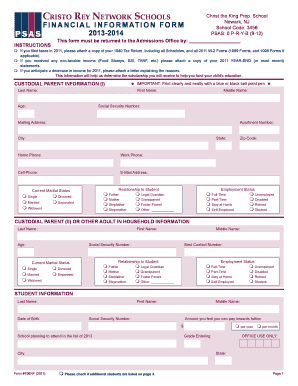Cristo Rey Network Financial Information Form