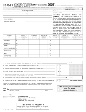 City of Columbus Income Tax Declaration