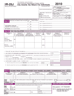 City of Columbus Income Tax Return for Individuals