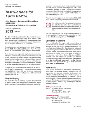 Columbus Income Tax Declaration Form
