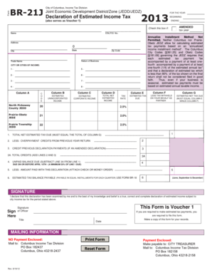 Columbus JEDD/JEDZ Income Tax Declaration