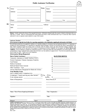 Public Assistance Verification Form