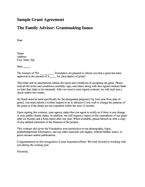 Sample Grant Agreement Letter - cof