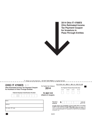 Ohio IT 4708ES Estimated Income Tax Payment Coupon