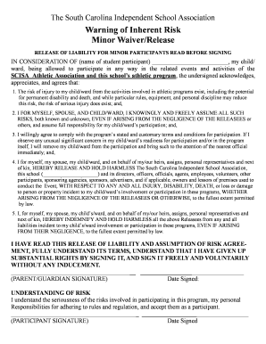 South Carolina Minor Waiver/Release
