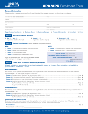 APA/APR Enrollment Form