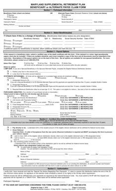 Maryland Supplemental Retirement Plan Beneficiary Claim Form