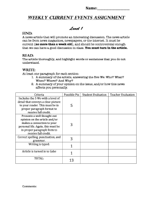 Weekly Current Events Assignment