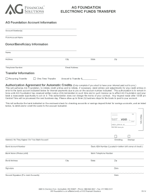 AG Foundation Electronic Funds Transfer Form