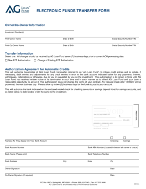 Electronic Funds Transfer Authorization Form