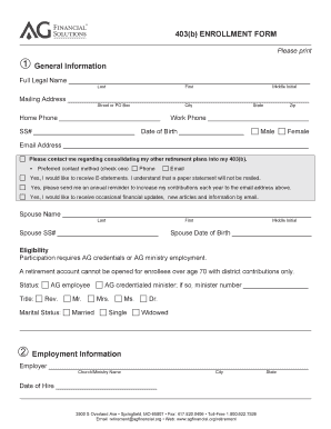403(b) Enrollment Form