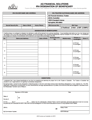IRA Designation of Beneficiary Form