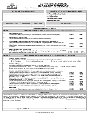 IRA Rollover Certification Form