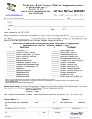 Kentucky 457 Plan to Plan Transfer Form
