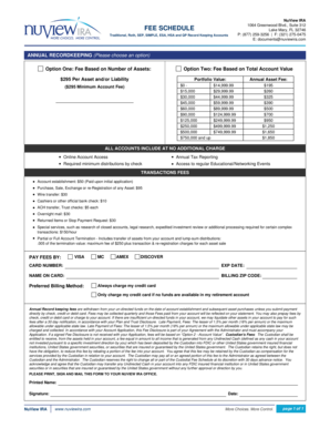 NuView IRA Fee Schedule