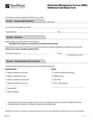 Retirement Management Account Additional Contribution Form