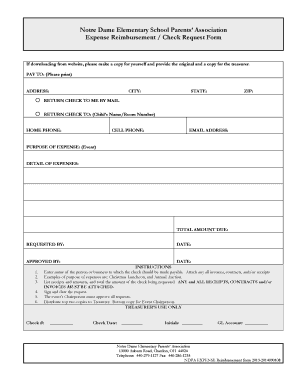 Nonprofit reimbursement form - Expense Reimbursement Form (pdf) - Notre Dame Elementary School - notredameelementary