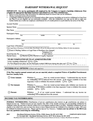 Hardship Withdrawal Request Form