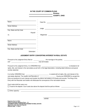 Judgment Entry Converting Interest in Real Estate