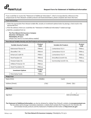 Request Form for Statement of Additional Information