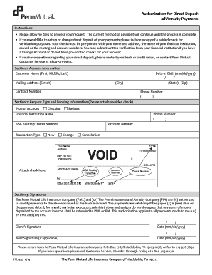 AUTHORIZATION FOR DIRECT DEPOSIT OF ANNUITY PAYMENTS