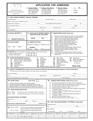 California College Admission Application
