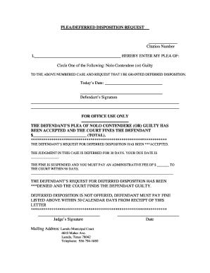 Plea Deferred Disposition Request