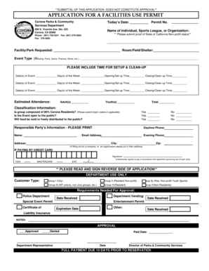 California Facilities Use Permit Application
