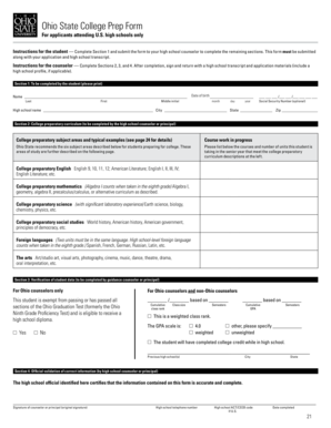 Ohio State College Prep Form