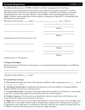 Livestock Rental Lease Agreement