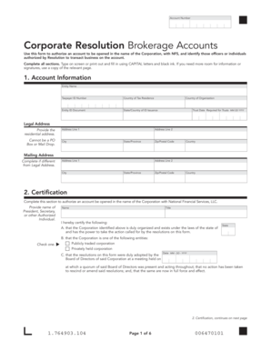 Corporate Resolution Brokerage Account Authorization Form