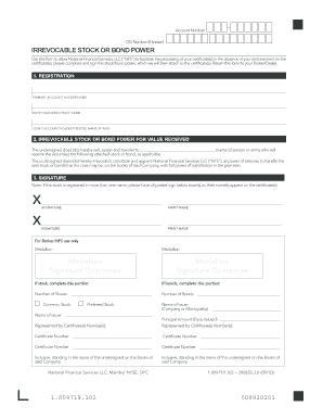 Irrevocable Stock or Bond Power