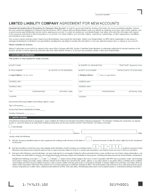 Limited Liability Company Agreement for New Accounts