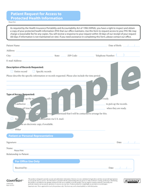 HIPAA Patient Request for Protected Health Information