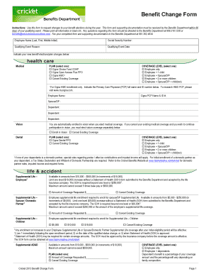 Benefit Change Form