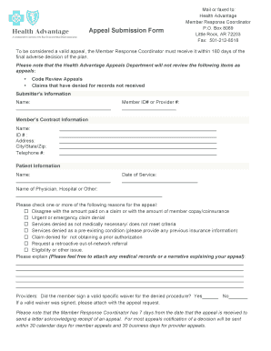 Health Advantage Appeal Submission Form