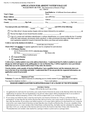 Ohio Absentee Voter Ballot Application