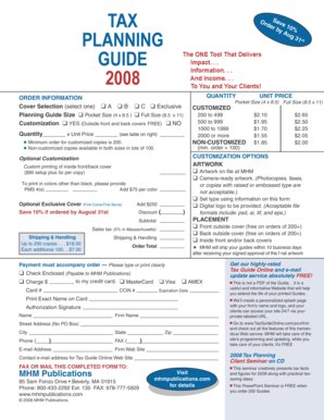 2005 Tax Planning Guide Order Form - MHM Publications