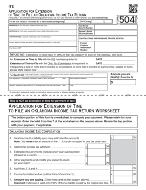 Oklahoma Income Tax Return Extension Form