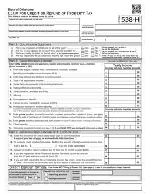 Oklahoma Property Tax Credit or Refund Claim