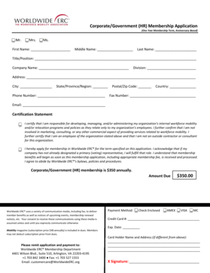 Corporate HR Membership Application