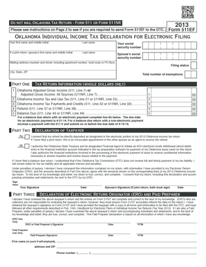 Oklahoma Individual Income Tax Declaration for Electronic Filing