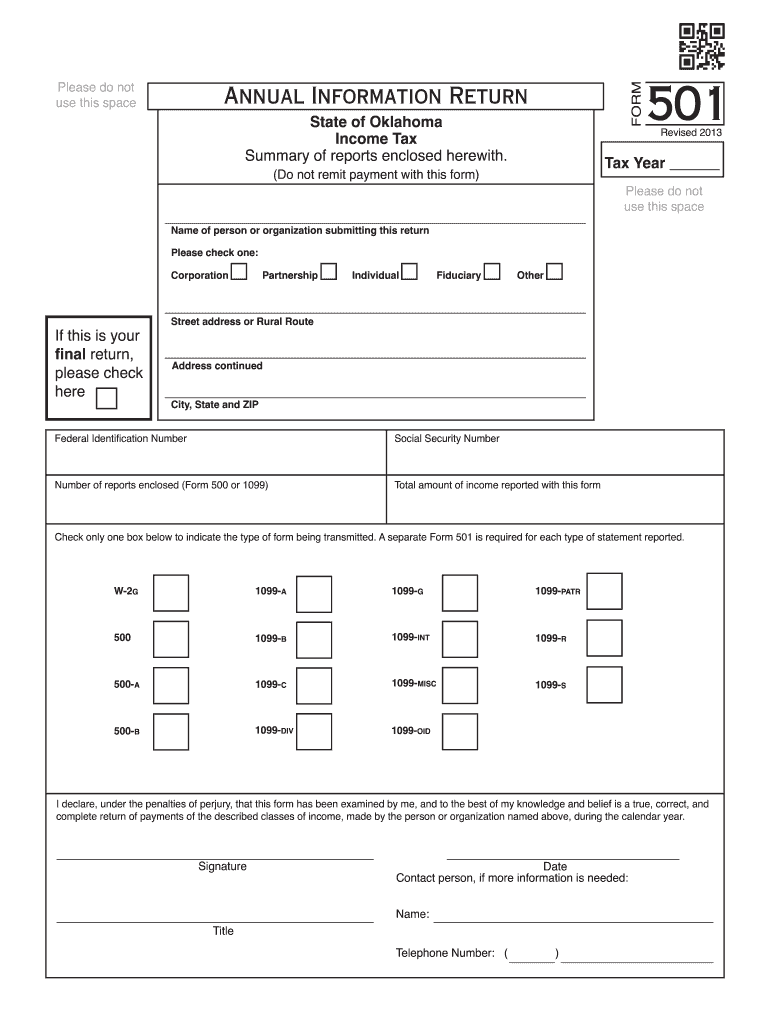 form 501 oklahoma 2013 Preview on Page 1.
