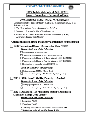 2013 Ohio Energy Compliance Declaration Form