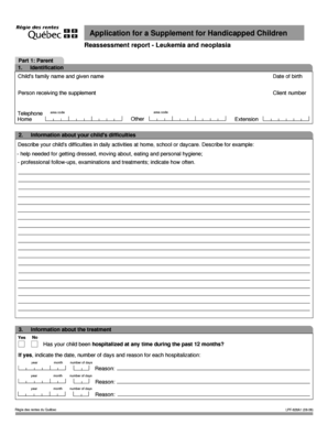Application for a Supplement for Handicapped Children