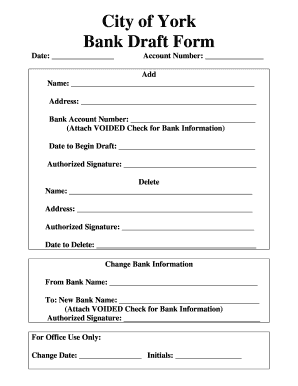 City of York Bank Draft Form